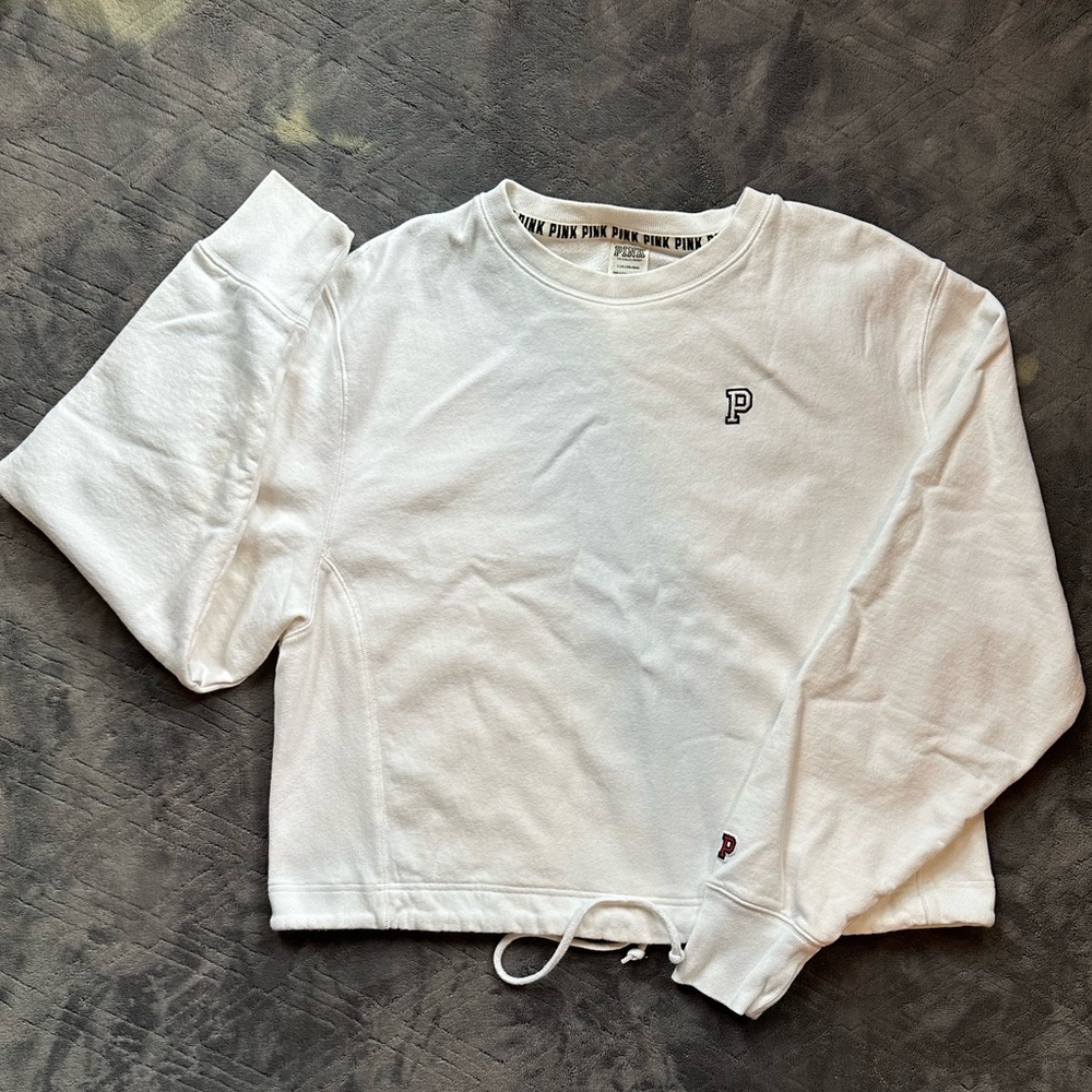 White cropped crewneck from Pink